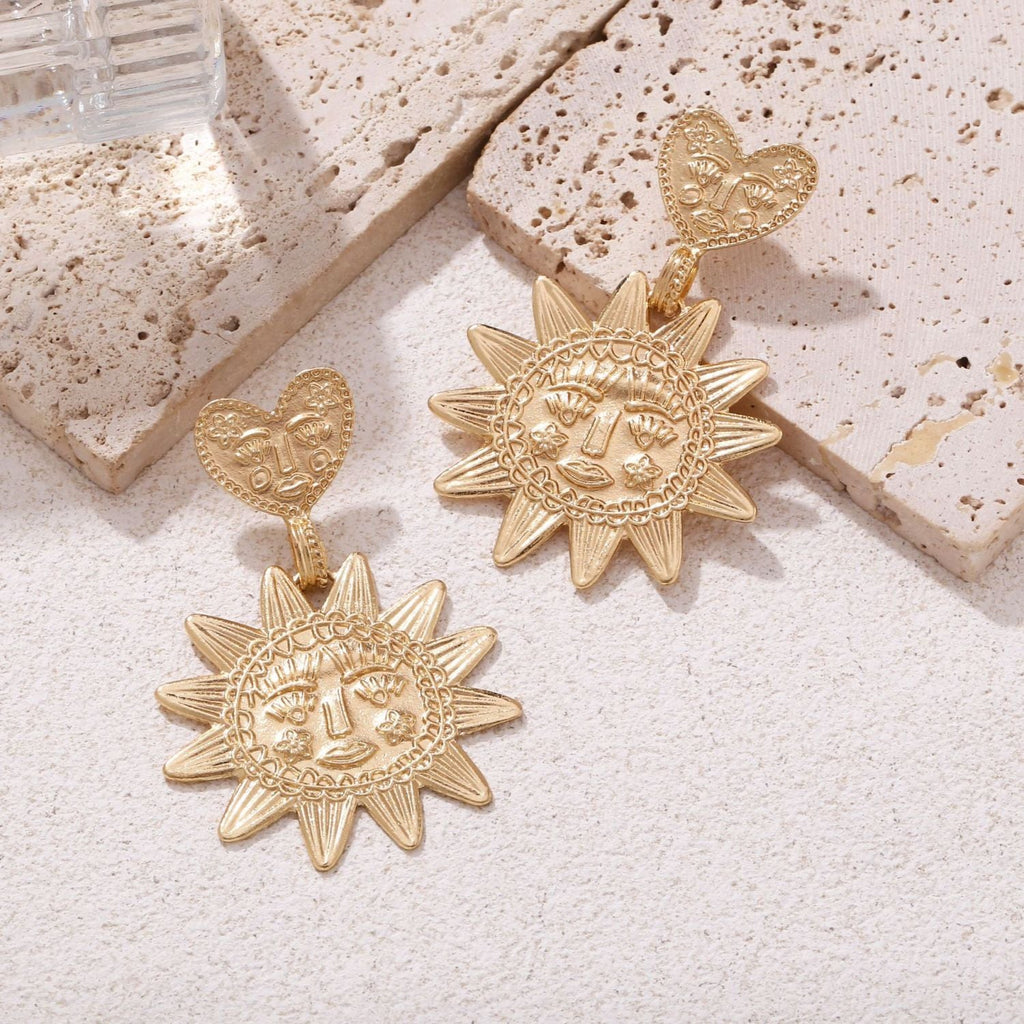 Star Sun Heart 18K Gold Dangler Earring For Women Bulk