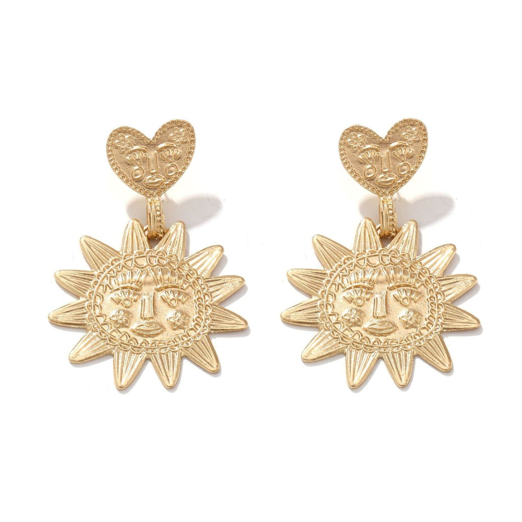 Star Sun Heart 18K Gold Dangler Earring For Women Bulk