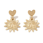 Star Sun Heart 18K Gold Dangler Earring For Women Bulk
