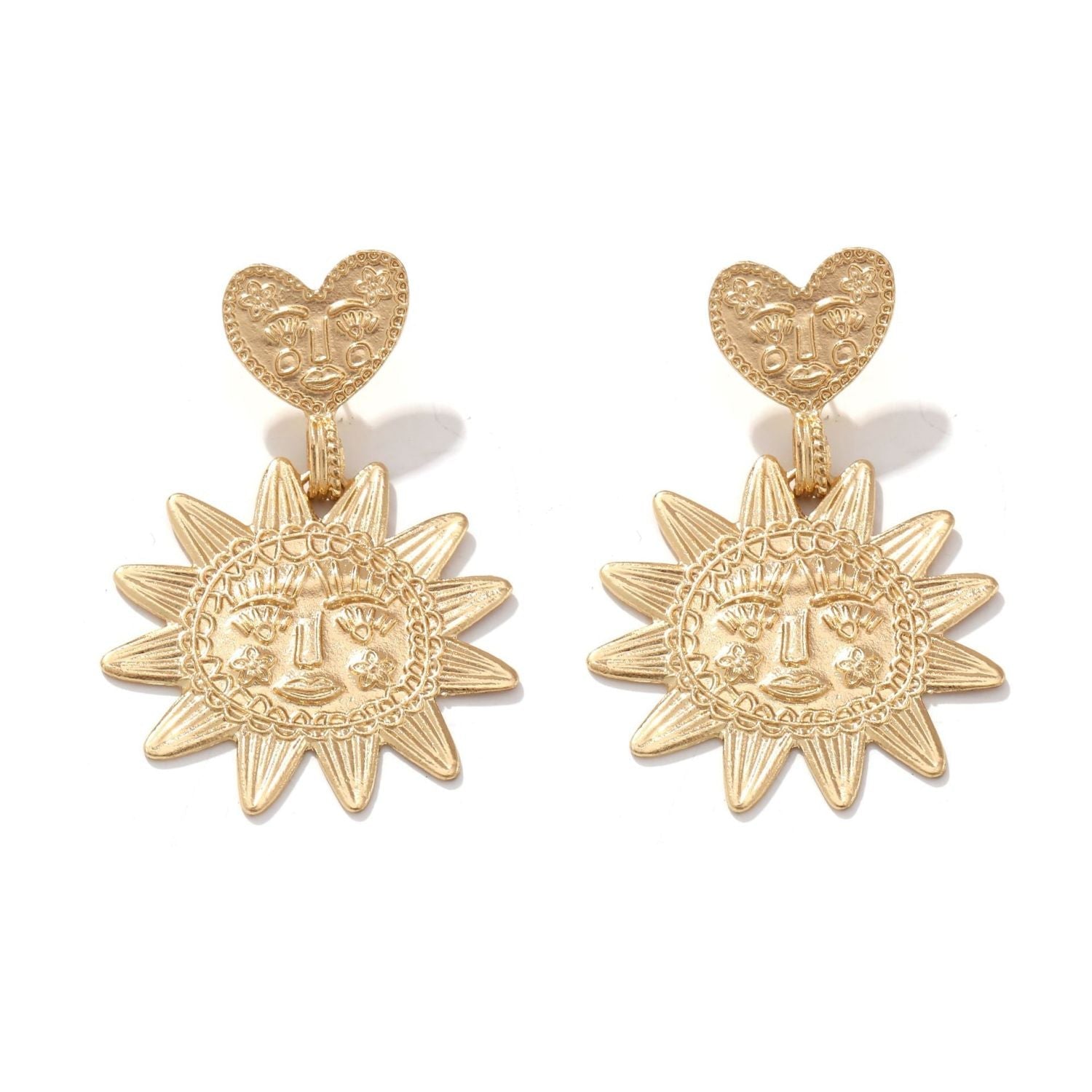 Star Sun Heart 18K Gold Dangler Earring For Women Bulk