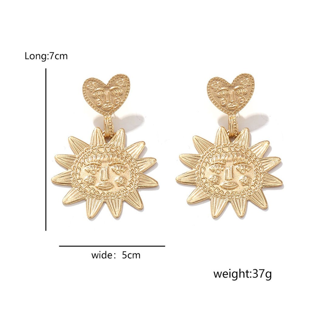 Star Sun Heart 18K Gold Dangler Earring For Women Bulk