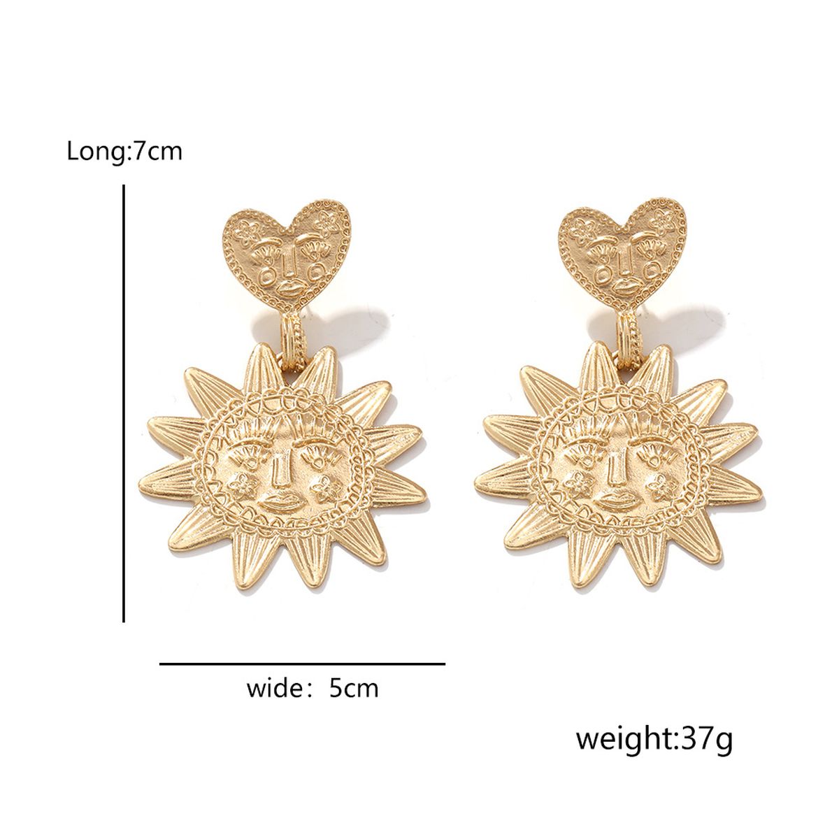 Star Sun Heart 18K Gold Dangler Earring For Women Bulk