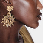 Star Sun Heart 18K Gold Dangler Earring For Women Bulk