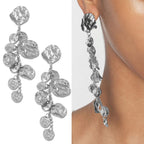 Beaten Finish Coin Silver Tassel Dangler Earring For Women Bulk