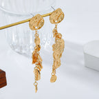 Beaten Finish Coin Silver Tassel Dangler Earring For Women Bulk