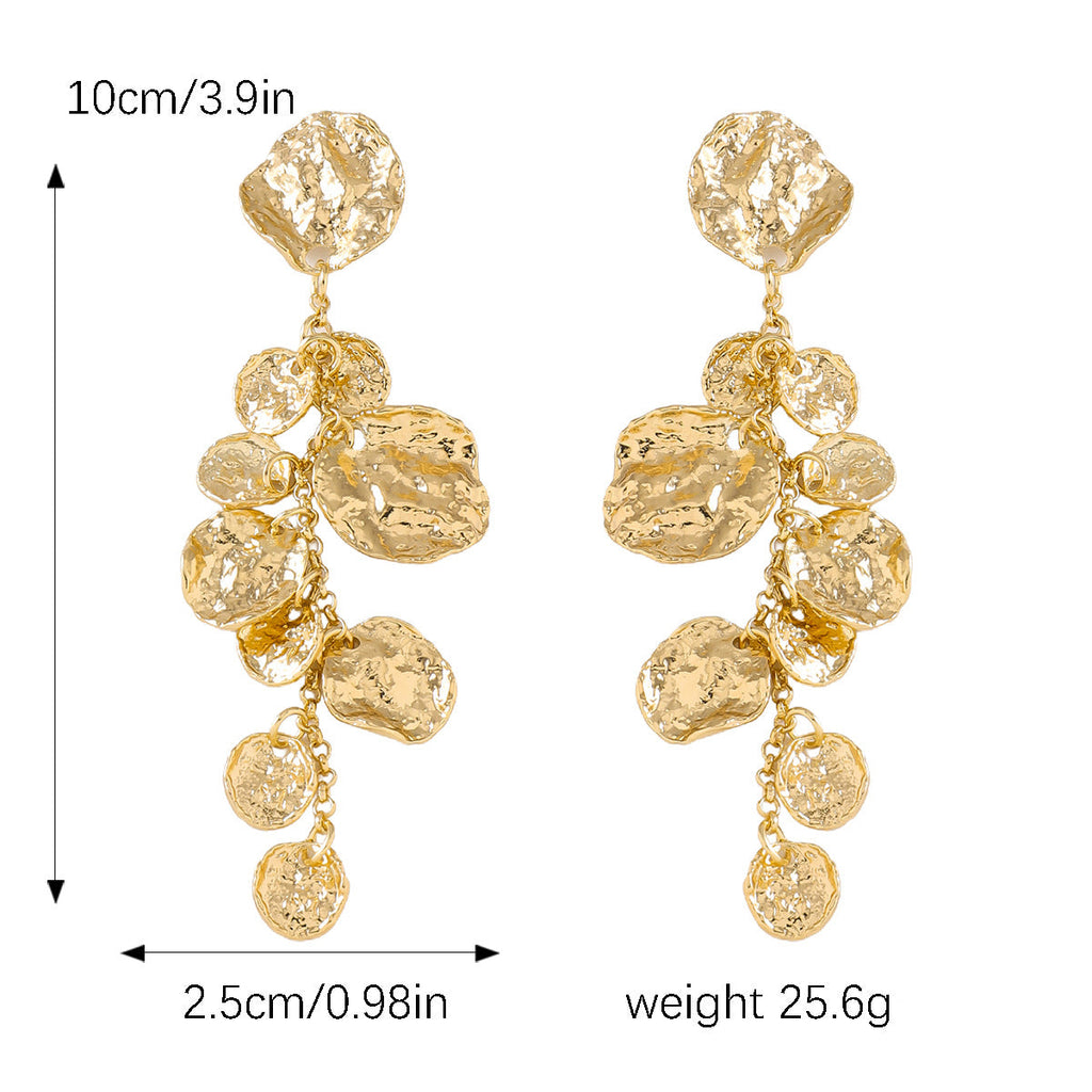 Beaten Finish Coin Silver Tassel Dangler Earring For Women Bulk