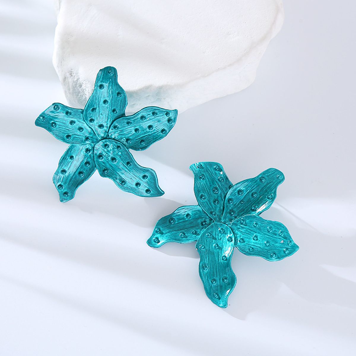 Star Fish Enamel Green 18K Gold Stud Earring For Women