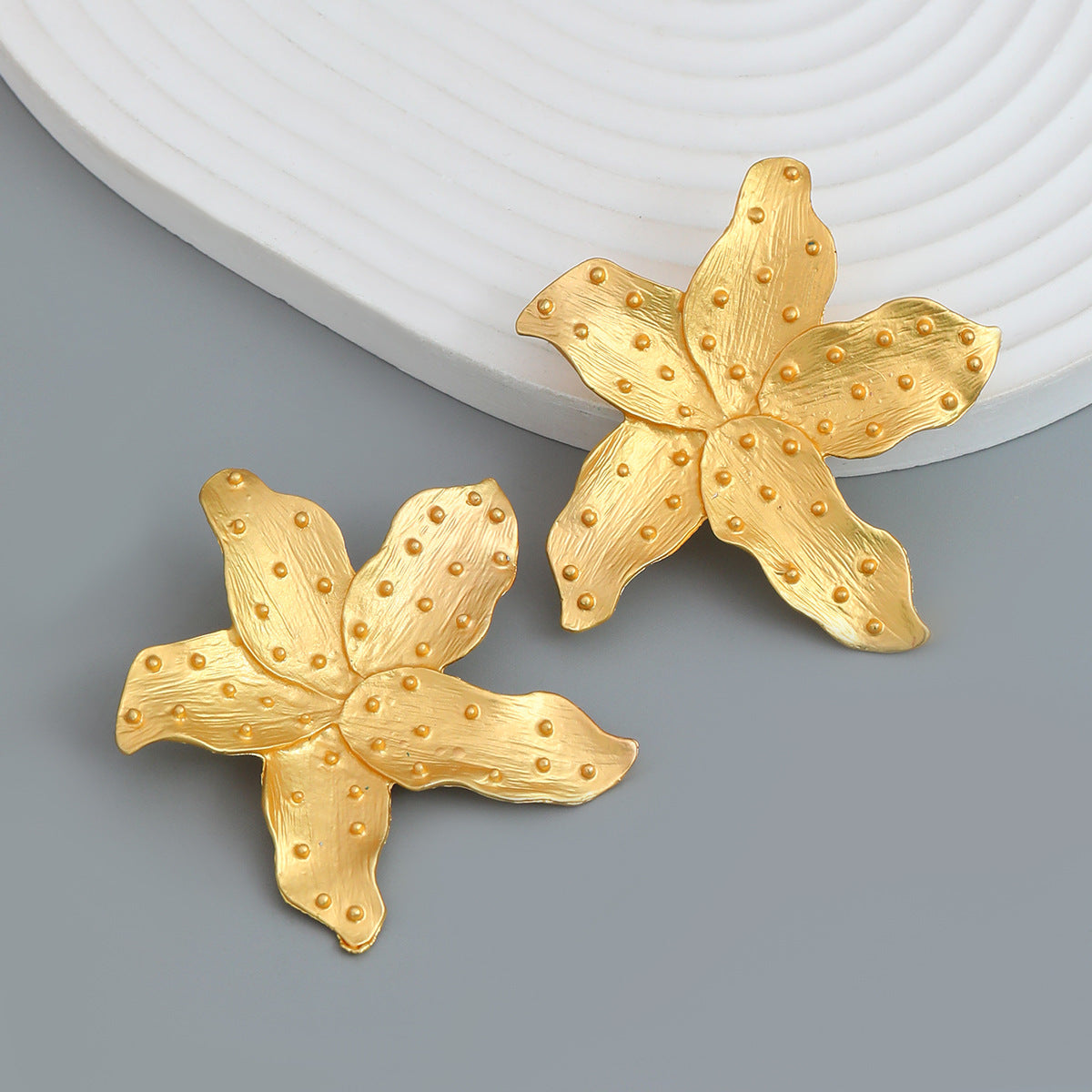 Star Fish Enamel Green 18K Gold Stud Earring For Women