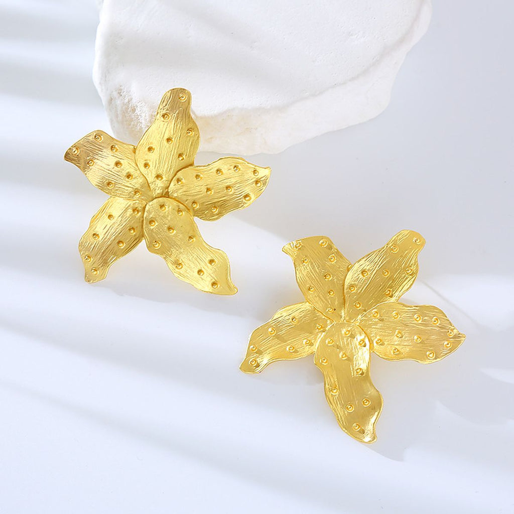Star Fish Enamel Green 18K Gold Stud Earring For Women