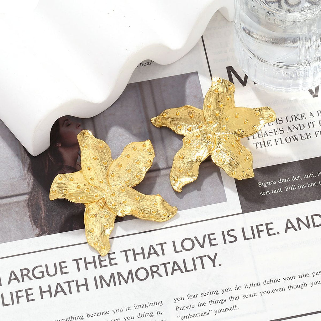 Star Fish Enamel Green 18K Gold Stud Earring For Women