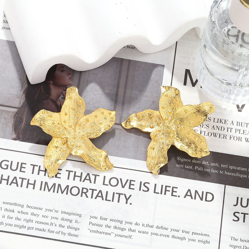 Star Fish Enamel Green 18K Gold Stud Earring For Women