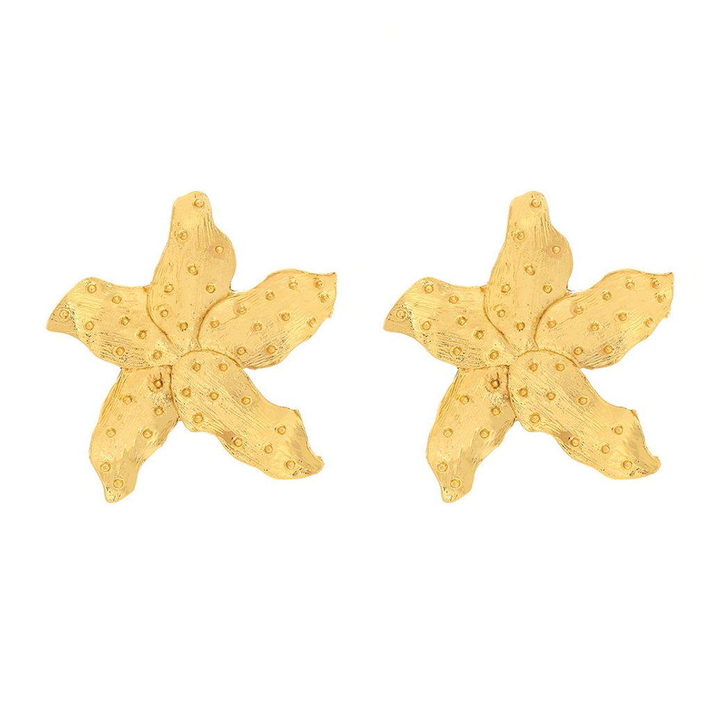 Star Fish Enamel Green 18K Gold Stud Earring For Women