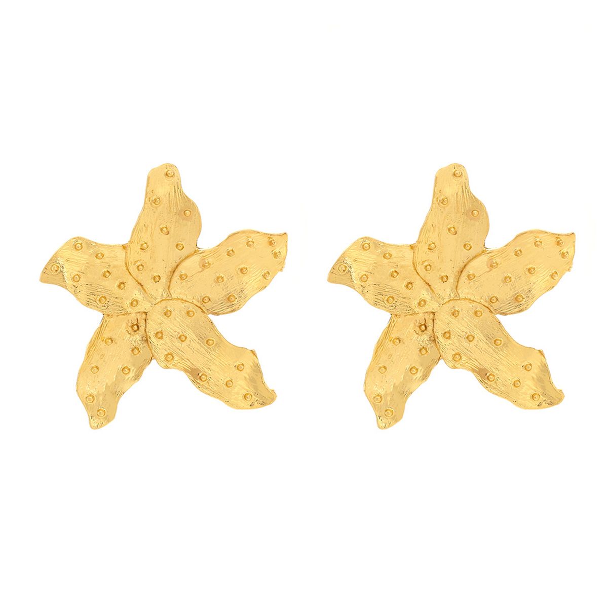 Star Fish Enamel Green 18K Gold Stud Earring For Women