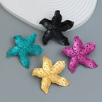 Star Fish Enamel Green 18K Gold Stud Earring For Women