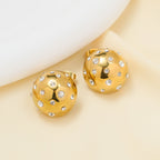 Ball Cubic Zirconia 18K Gold Anti Tarnish Stud Earring For Women Bulk
