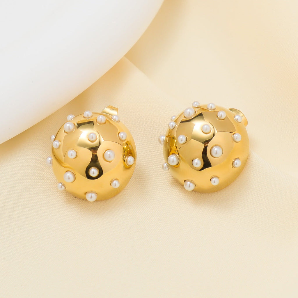 Ball Cubic Zirconia 18K Gold Anti Tarnish Stud Earring For Women Bulk