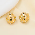Ball Cubic Zirconia 18K Gold Anti Tarnish Stud Earring For Women Bulk
