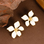 Flower Enamel 18K Gold White Anti Tarnish Stud Earring For Women Bulk