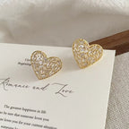 Baguette Heart Cubic Zirconia 18K Gold Anti Tarnish Stud Earring Bulk