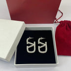 V Shape Stainless Steel CZ Silver Hoop Dangler Earring Bulk