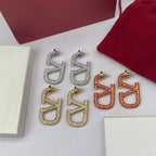 V Shape Stainless Steel CZ Silver Hoop Dangler Earring Bulk