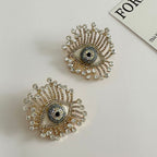 Eyelash Evil Eye CZ Crystal Multicolour 18K Gold Stud Earring Bulk
