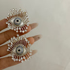 Eyelash Evil Eye CZ Crystal Multicolour 18K Gold Stud Earring Bulk