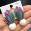 Rainbow Flower Silver Multi White Crystal Pearl Anti Tarnish Dangler Earring For Women