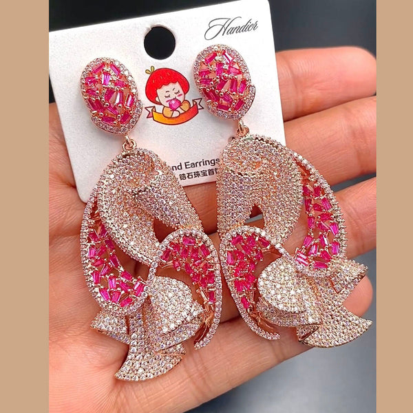 Baguette Rose Gold Pink Red Crystal Anti Tarnish Dangler Earring Bulk Main image