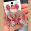 Baguette Rose Gold Pink Red Crystal Anti Tarnish Dangler Earring Bulk