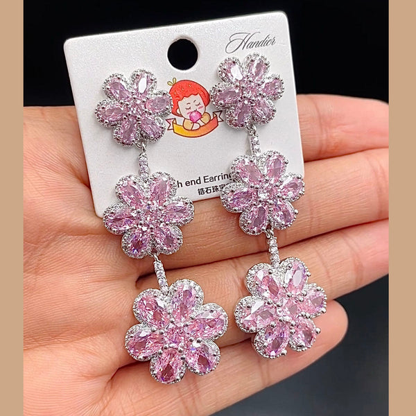 Flower Silver Multi Crystal CZ Anti Tarnish Dangler Earring Bulk Secondary image