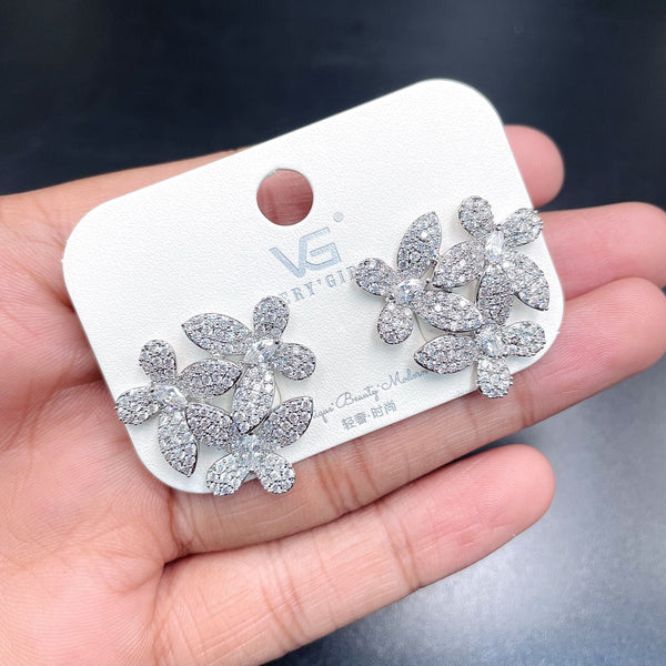 Butterfly Silver Cubic Zirconia Anti Tarnish Stud Earring Women Bulk Main image