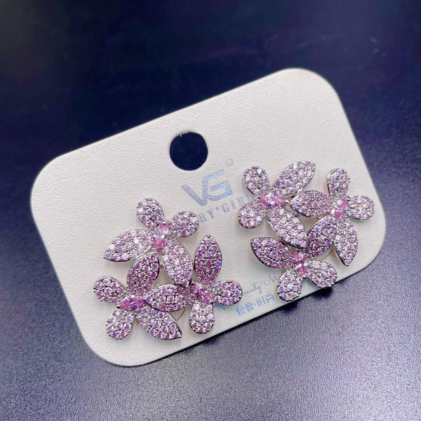 Butterfly Silver Cubic Zirconia Anti Tarnish Stud Earring Women Bulk Secondary image