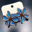 Flower Black Blue Red Crystal Anti Tarnish Stud Earring For Women