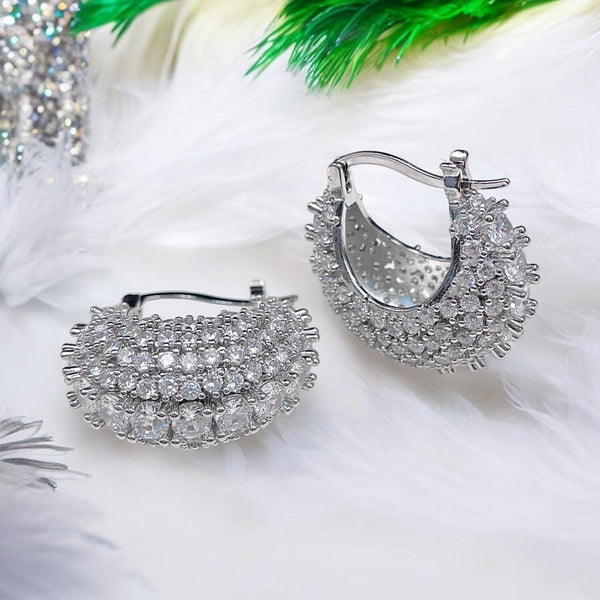 Solitaire Silver Cubic Zirconia Anti Tarnish Hoop Earring Women Bulk Main image