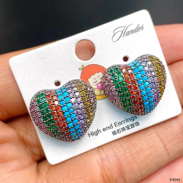 Rainbow Heart CZ Multi Gemstone Anti Tarnish Stud Earring Bulk Main image