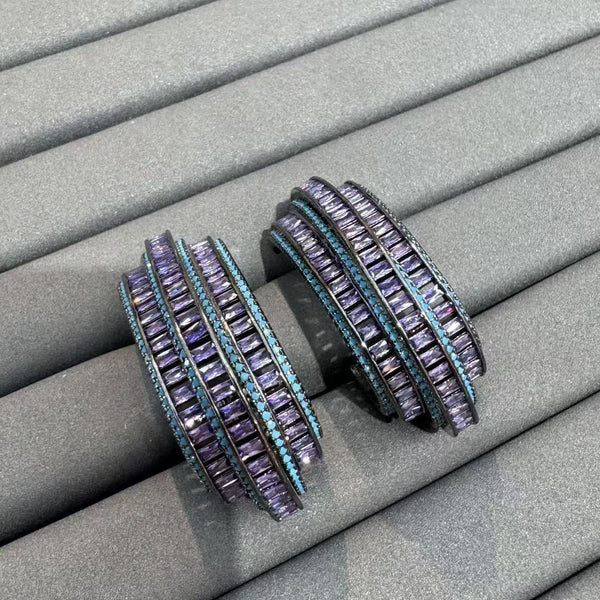 Multi Color Black Cubic Zirconia Alloy Hoop Earrings For Women Bulk Main image