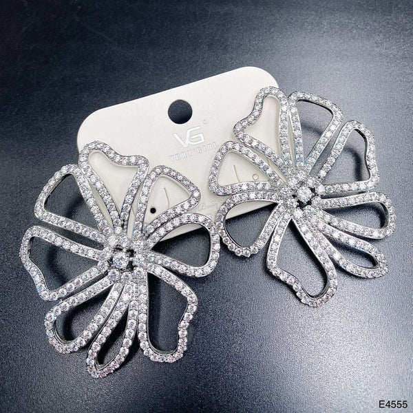 Flower Cubic Zirconia Silver Anti Tarnish Stud Earring For Women Bulk Main image