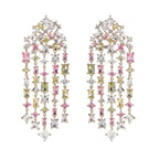 Different Shape of Solitaire Cubic Zirconia Crystal 18K Gold Pink White Anti Tarnish Dangler Tassel Earring For Women