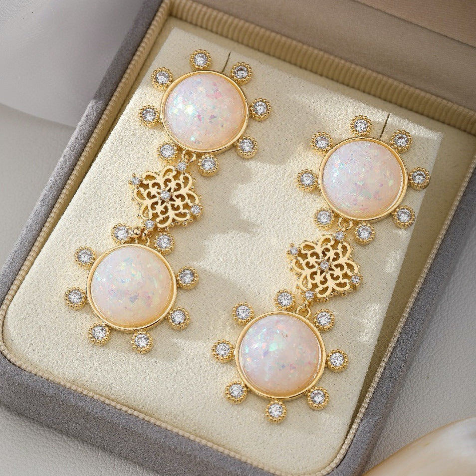 White Gold Pearl CZ Anti Tarnish Copper Dangler Earrings Bulk