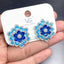 Dual Flower Cubic Zirconia Crystal Silver Light Blue Anti Tarnish Stud Earring For Women