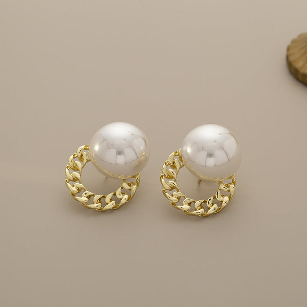 White Gold Plated Pearl Alloy Stud Earrings For Women Bulk Secondary image