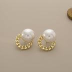 White Gold Plated Pearl Alloy Stud Earrings For Women Bulk