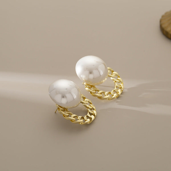 White Gold Plated Pearl Alloy Stud Earrings For Women Bulk Main image