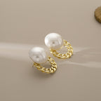 White Gold Plated Pearl Alloy Stud Earrings For Women Bulk