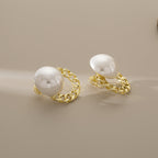 White Gold Plated Pearl Alloy Stud Earrings For Women Bulk