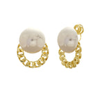 White Gold Plated Pearl Alloy Stud Earrings For Women Bulk