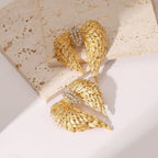 Wings Gold Plated Cubic Zirconia Alloy Dangler Earrings For Women