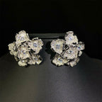 Flower Silver Plated Cubic Zirconia Alloy Stud Earrings For Women