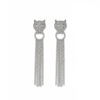 Long Panther Cubic Zirconia Silver Dangler Tassel Earring Women Bulk